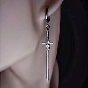 Gothic Sword Earring, Renaissance Inspired engraved detailing, Silver to…